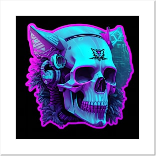 Synthwave skull Posters and Art